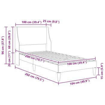 Bettrahmen mit Kopfteil Taupe 100 x 200 cm Stoff