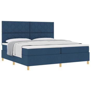 Boxspringbett mit Matratze mit Kopfteil Blau 200 x 200 cm Stoff