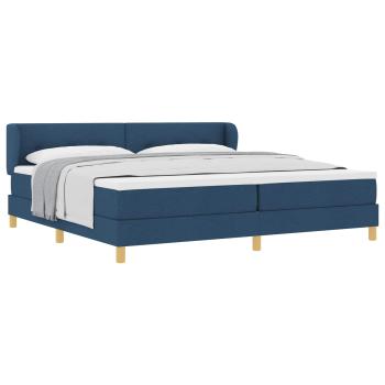 Boxspringbett mit Matratze mit Kopfteil Blau 200 x 200 cm Stoff