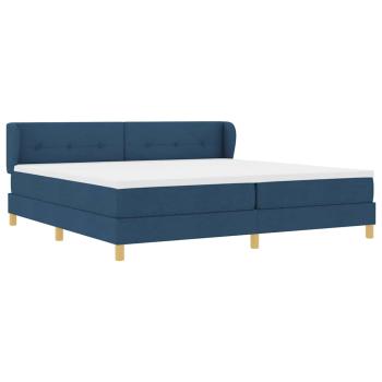 Boxspringbett mit Matratze mit Kopfteil Blau 200 x 200 cm Stoff