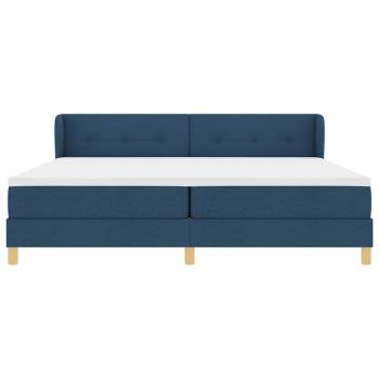 Boxspringbett mit Matratze mit Kopfteil Blau 200 x 200 cm Stoff