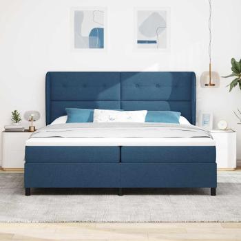 Boxspringbett mit Matratze mit Kopfteil Blau 200 x 200 cm Stoff