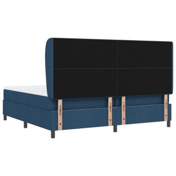 Boxspringbett mit Matratze mit Kopfteil Blau 200 x 200 cm Stoff