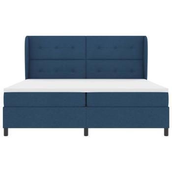 Boxspringbett mit Matratze mit Kopfteil Blau 200 x 200 cm Stoff
