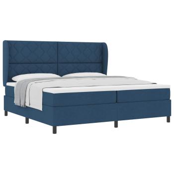 Boxspringbett mit Kopfteil Blau 200 x 200 cm Stoff