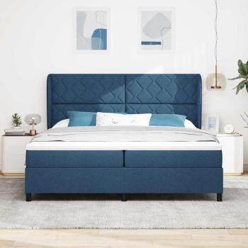 Boxspringbett mit Kopfteil Blau 200 x 200 cm Stoff