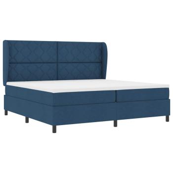 Boxspringbett mit Kopfteil Blau 200 x 200 cm Stoff