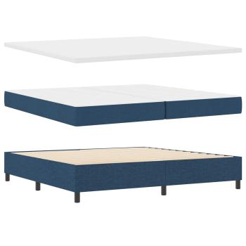 Boxspringbett mit Kopfteil Blau 200 x 200 cm Stoff