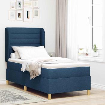 ARDEBO.de - Boxspringbett mit Matratze Dunkelgrau 90x190 cm Blau Stoff