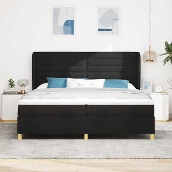 Boxspringbett mit Matratze Dunkelgrau 90x190 cm Schwarz Stoff