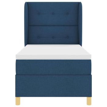 Boxspringbett mit Kopfteil Blau 200 x 100 cm Stoff