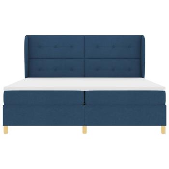 Boxspringbett mit Matratze Dunkelgrau 90x190 cm Blau Stoff