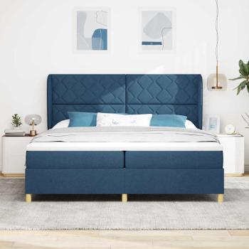 Boxspringbett mit Matratze Dunkelgrau 90x190 cm Blau Stoff