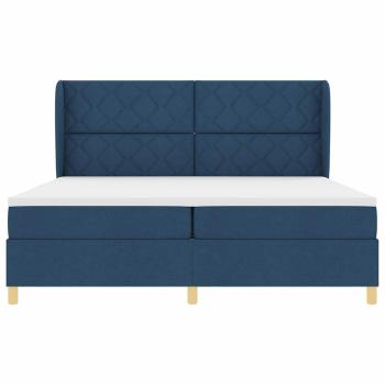 Boxspringbett mit Matratze Dunkelgrau 90x190 cm Blau Stoff