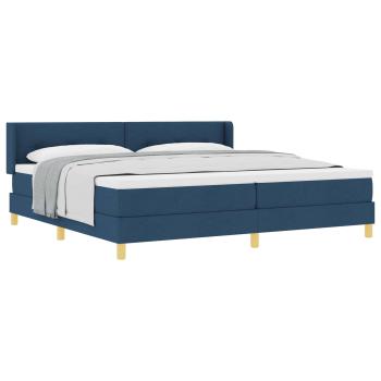 Boxspringbett mit Matratze mit Kopfteil Blau 200 x 200 cm Stoff