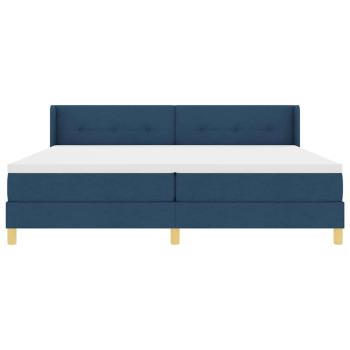 Boxspringbett mit Matratze mit Kopfteil Blau 200 x 200 cm Stoff