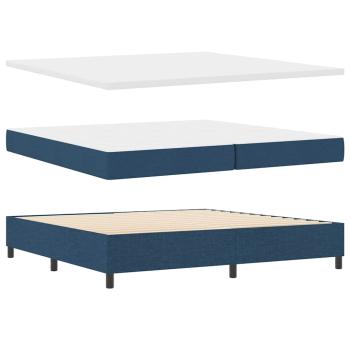 Boxspringbett mit Matratze mit Kopfteil Blau 200 x 200 cm Stoff