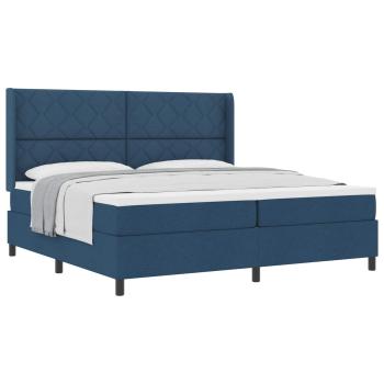 Boxspringbett mit Kissen mit Kopfteil Blau 200 x 200 cm Stoff
