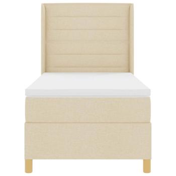 Boxspringbett mit Matratze mit Kopfteil Creme 90 x 200 cm Stoff