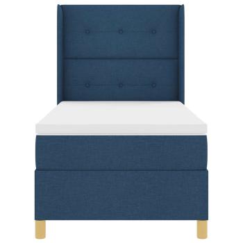 Boxspringbett mit Kopfteil Blau 100 x 200 cm Stoff