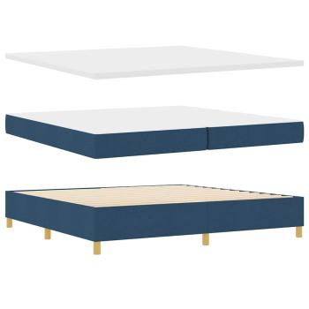 Boxspringbett mit Matratze mit Kopfteil Blau 200 x 200 cm Stoff