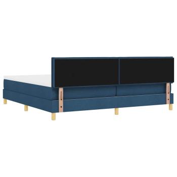 LED Boxspringbett mit Matratze mit LED Blau 200 x 200 cm Stoff