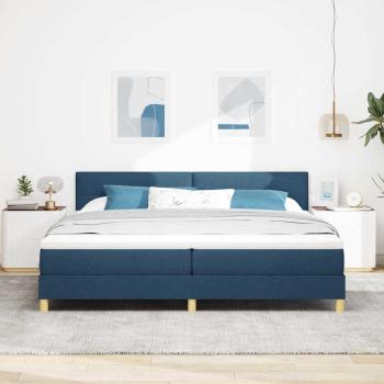 LED Boxspringbett mit Matratze mit LED Blau 200 x 200 cm Stoff