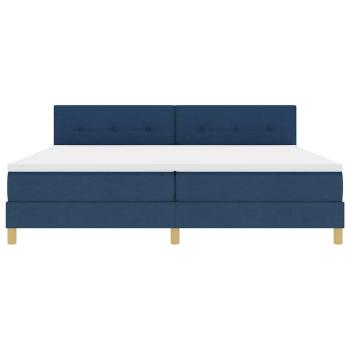 LED Boxspringbett mit Matratze mit LED Blau 200 x 200 cm Stoff