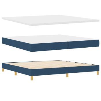 LED Boxspringbett mit Matratze mit LED Blau 200 x 200 cm Stoff