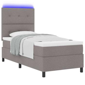 Boxspringbett mit Matratze mit LED Taupe 90 x 200 cm Stoff