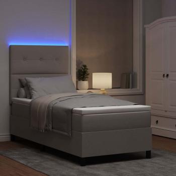 Boxspringbett mit Matratze mit LED Taupe 90 x 200 cm Stoff