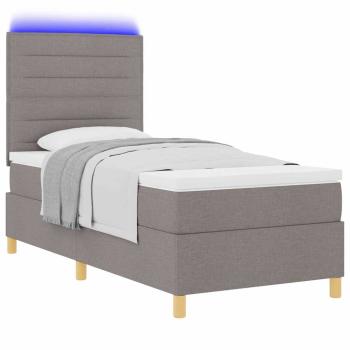 LED Boxspringbett mit Matratze Taupe 90 x 200 cm Stoff