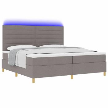 LED Boxspringbett mit Matratze Taupe 200 x 200 cm Stoff