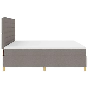 LED Boxspringbett mit Matratze Taupe 200 x 200 cm Stoff