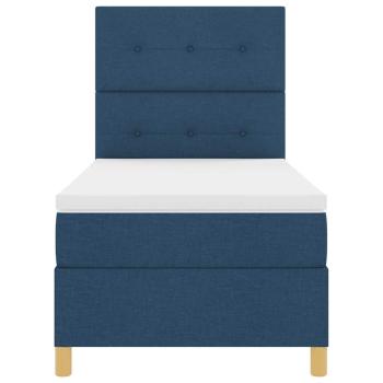 LED Boxspringbett mit Matratze Blau 100 x 200 cm Stoff