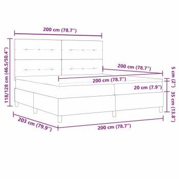 LED Boxspringbett mit Matratze Blau 200 x 200 cm Stoff