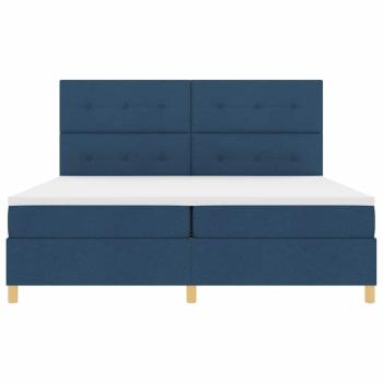LED Boxspringbett mit Matratze Blau 200 x 200 cm Stoff