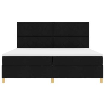 LED Boxspringbett mit Matratze Schwarz 200 x 200 cm Stoff