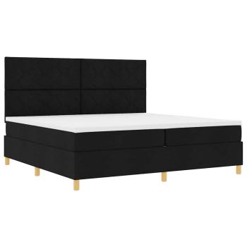 LED Boxspringbett mit Matratze Schwarz 200 x 200 cm Stoff