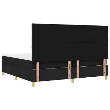 LED Boxspringbett mit Matratze Schwarz 200 x 200 cm Stoff