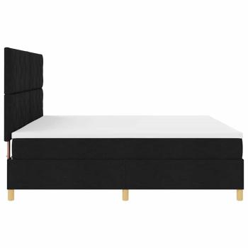 LED Boxspringbett mit Matratze Schwarz 200 x 200 cm Stoff