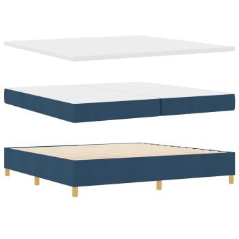 LED Boxspringbett mit Matratze Blau 200 x 200 cm Stoff