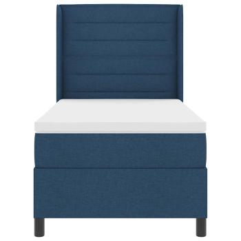 LED Boxspringbett mit Matratze Blau 90 x 200 cm Stoff