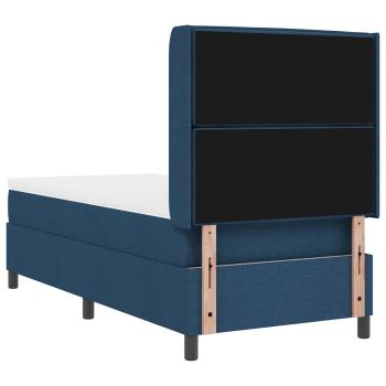 LED Boxspringbett mit Matratze Blau 90 x 200 cm Stoff