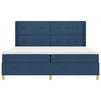 Boxspringbett mit Matratze mit Kopfteil Blau 140 x 200 cm Stoff