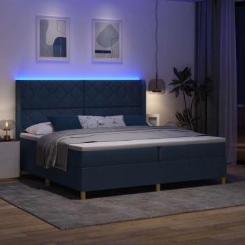 Boxspringbett mit Matratze mit Kopfteil Blau 200 x 200 cm Stoff