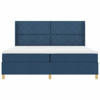 Boxspringbett mit Matratze mit Kopfteil Blau 200 x 200 cm Stoff
