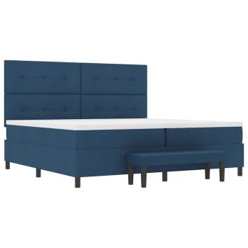 Boxspringbett mit Matratze mit Kopfteil Blau 200 x 200 cm Stoff