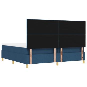 Boxspringbett mit Matratze mit Kopfteil Blau 200 x 200 cm Stoff
