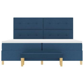 Boxspringbett mit Matratze mit Kopfteil Blau 200 x 200 cm Stoff